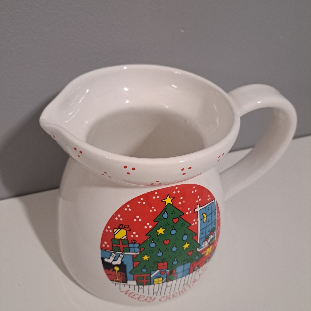 VTG LILLIAN VERNON 1983 MERRY CHRISTMAS PITCHER - CERAMIC MADE IN ITALY - Picture 3 of 6
